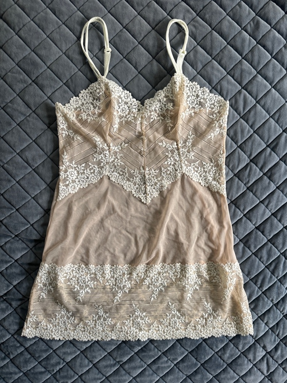 Wacoal Beige Lace-Trim Slip Chemis